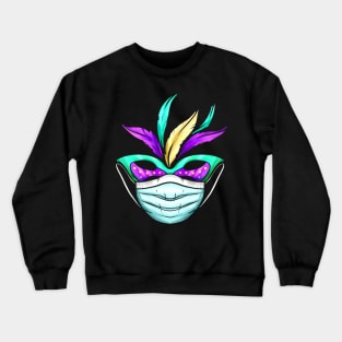 Green And Purple Masked Mask For Mardi Gras Crewneck Sweatshirt